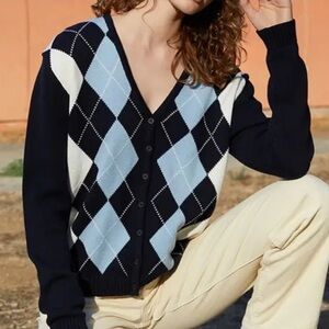 Brandy melville / john galt Argyle Cardigan Sweater